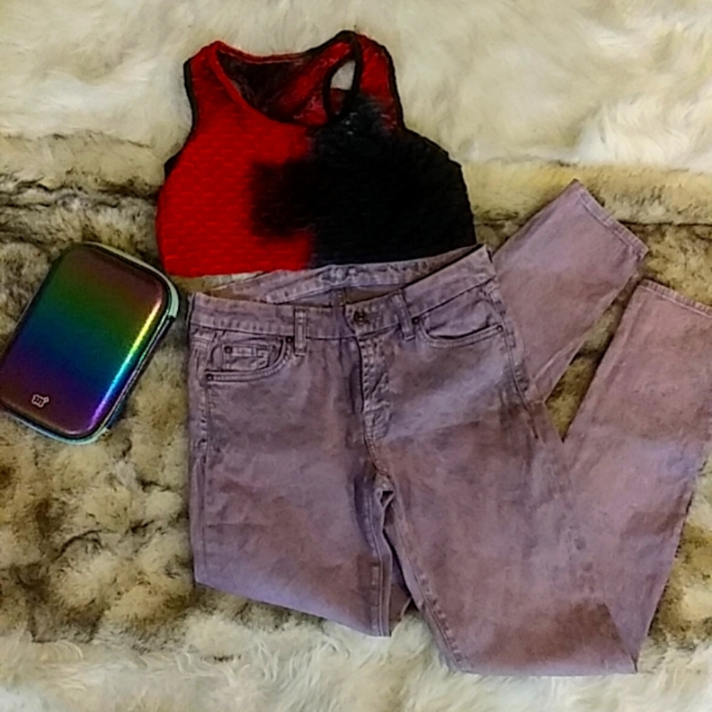 7 Jeans. (7 for all mankind JEANS). Metallic Purple. Size 28. Womens. Skinny